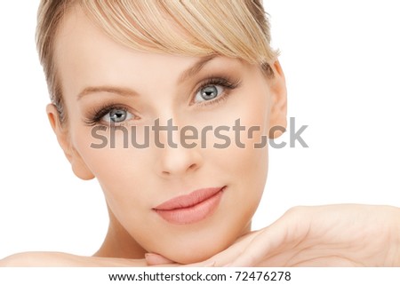 bright closeup portrait picture of beautiful woman