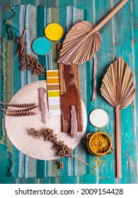 Bright Color Palette Mood Board For Interior Design And Decor Bohemian Style