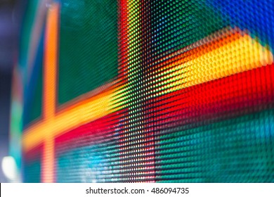 Bright Colored LED Video Wall With High Saturated Pattern - Close Up Background With Shallow Depth Of Field