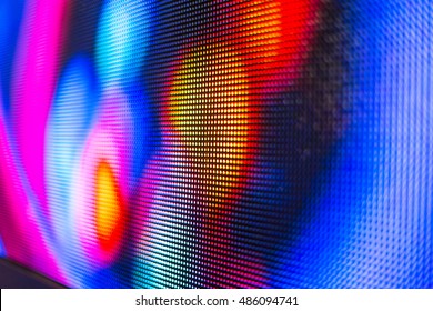 Bright Colored LED Video Wall With High Saturated Pattern - Close Up Background With Shallow Depth Of Field