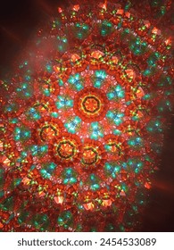 bright colored shining patterns inside a kaleidoscope