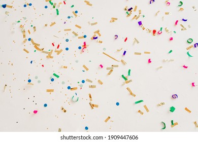 Bright Colorful Confetti Isolated On White Background.