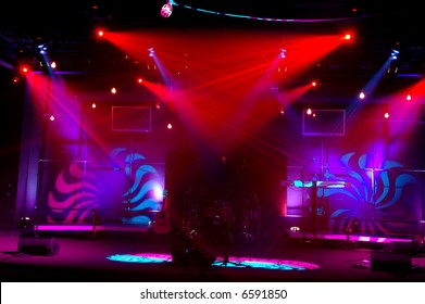 Bright and colorful lights on musical stage