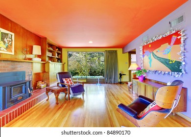 Bright And Colorful Retro Modern Living Room