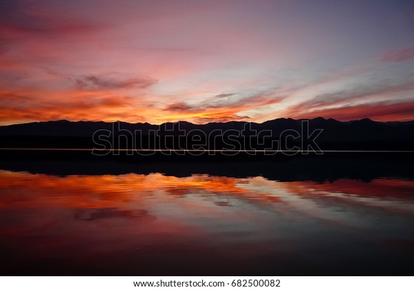 Bright Coloured Sunset Lake Pukaki New Stock Photo Edit Now