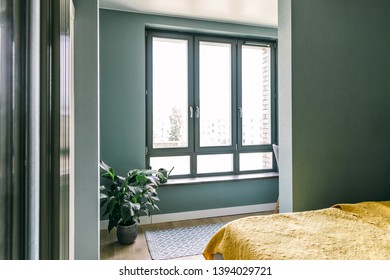 Bright colourful modern bedroom interior. Scandinavian style mix, clear space for your rest - Shutterstock ID 1394029721