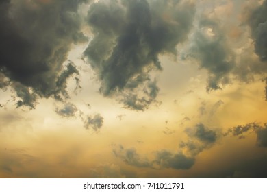 bright evening sky. dramatic clouds