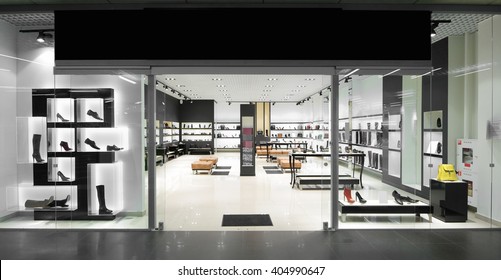 bright and fashionable window of modern European store - Shutterstock ID 404990647