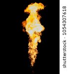 Bright fire, flame jet isolated on black