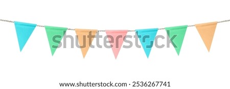 Bright flags on white background. Party decoration