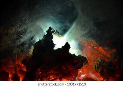 A Bright Flame With A Blue Tinge From The Burning Of Magnesium.