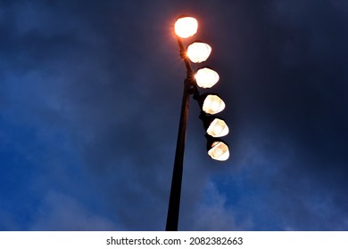Bright Flood Lights In The Evening