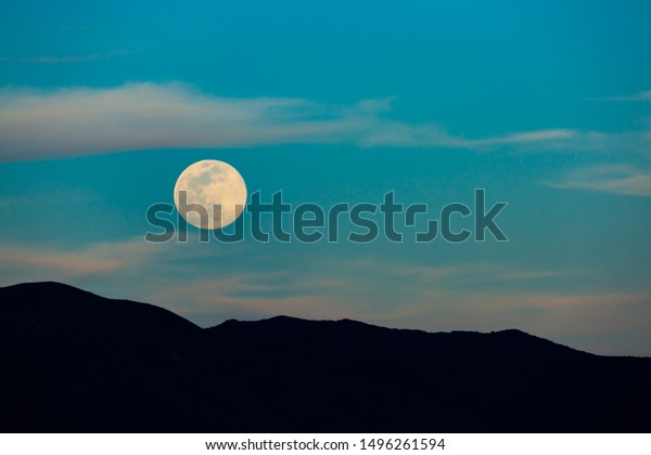 Bright Full Moon Over California Desert Stock Photo 1496261594 ...