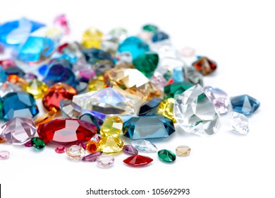 Bright Gems Isolated On White Background