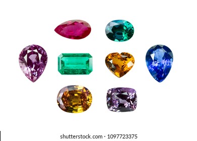 Bright Gems Isolated On White Background Stock Photo 1097723375 