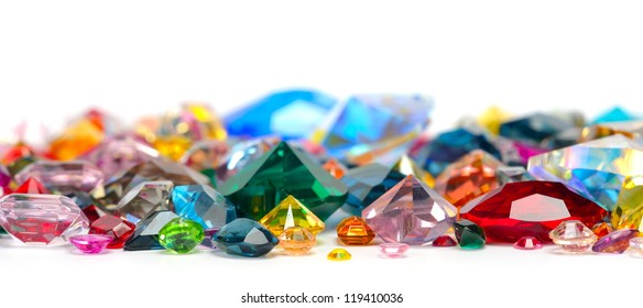 Bright Gems Isolated On White Background