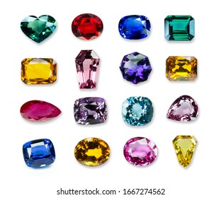 Bright Gems Isolated On A White Background