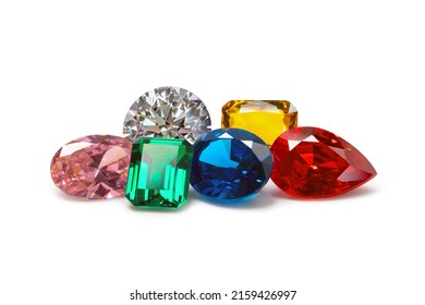 Bright gems isolated on a white background