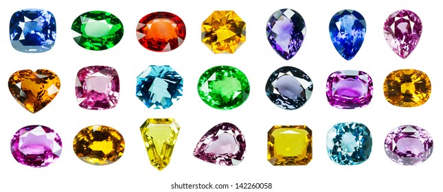 Bright Gems On A White Background