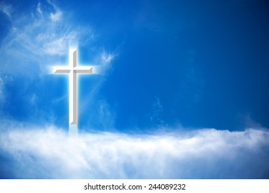 Christian Cross Appears Bright Sky Background Stock Photo 1806187795 ...