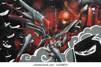 Bright Graffiti Art - Ninja Mural