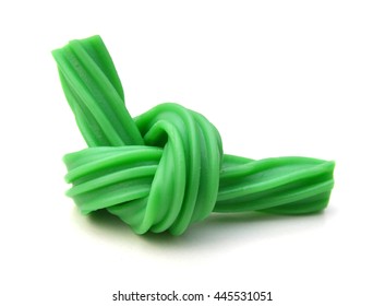 Bright green Licorice Candy shaped like a twisted rope