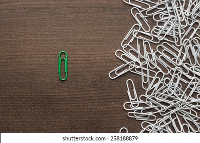 bright green paper clip unique idea concept - Shutterstock ID 258188879