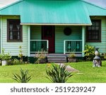 Bright Green Plantation Style Architecture, Lanai City, Lanai, Hawaii, USA