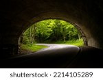 Bright Green Trees Crowd Around The Tunnel Exit At The Loop On 441 In The Great Smoky Mountains National Park