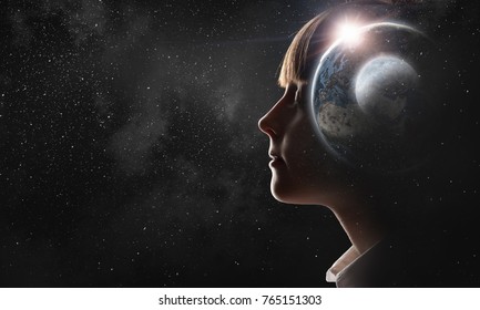 Bright ideas in her head - Shutterstock ID 765151303