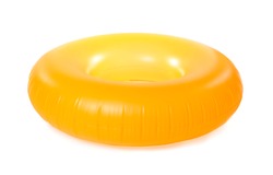 Bright Inflatable Ring On White Background. Summer Holidays