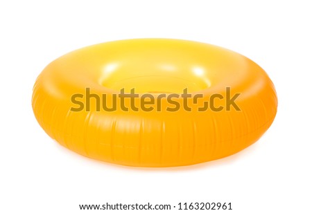 Bright inflatable ring on white background. Summer holidays