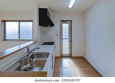 Bright kitchen space with windows