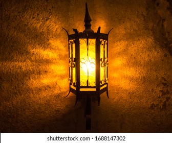 Bright Lantern In Dark Cave Howe Caverns Upstate New York