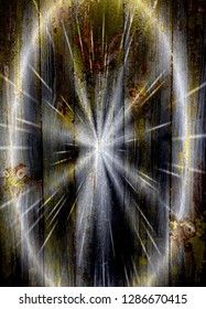 Bright light circle on the tree
