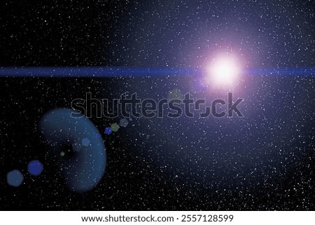 Bright light from a star in outer space,deep space, open space, far space