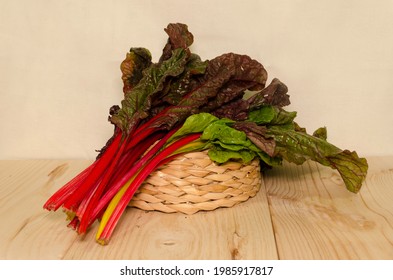 Bright Lights Swiss Chard On Wooden Background