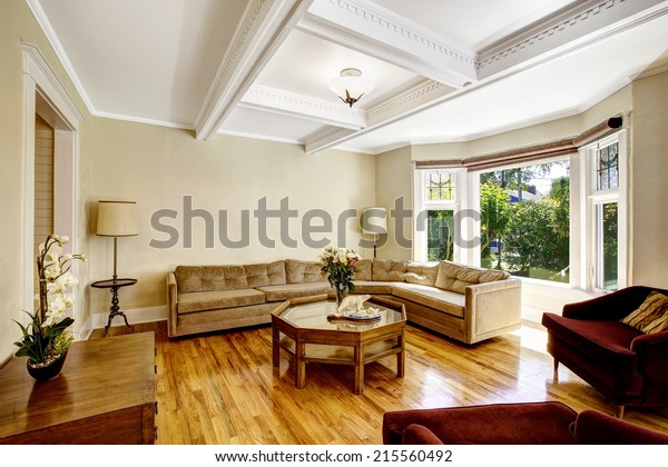 Bright Living Room Coffered Ceiling System Stock Photo Edit Now