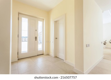 Bright Lobby With Big Front Door In Modern House