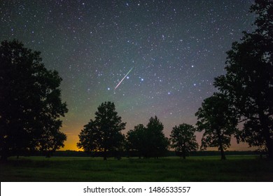 Bright meteor from Perseids meteor shower
