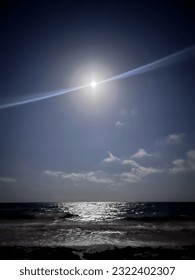 bright moon at night reflection