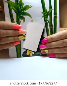 bright nails  original manicure design raspberry   coral shade gel polish  ombre gradient   drawing juicy papaya   raspberries