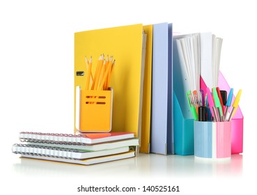 Bright Office Folders Different Stationery Isolated Stock Photo ...