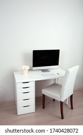 Bright office space with computer