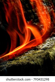 Bright orange dancing fire