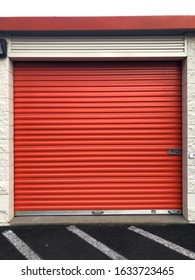 Bright Orange Metal Roll Up Doors Used In Climate Controlled Self Storage Units