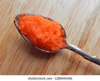 Bright Orange Tobiko(flying Fish) Caviar In Vintage Spoon