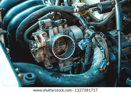 Similar – Truck Engine Motor Components In Car Service Inspection