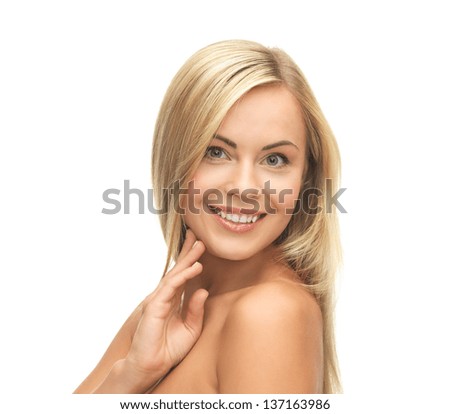 Similar – Image, Stock Photo Young natural blonde woman smiles