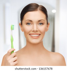 Bright Picture Of Beautiful Woman With Toothbrush